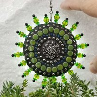 Roses Garden Wind Spinner, Green Rays, Home Decor, Garden Decor, Gardening Gift, (D)