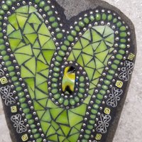  Lime Green Heart Mosaic Garden Stone