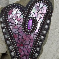  Pink Heart Mosaic Garden Stone