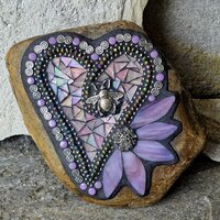 Iridescent Lavender Mosaic Heart Garden Stone 