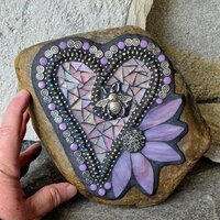 Iridescent Lavender Mosaic Heart Garden Stone 