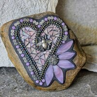 Iridescent Lavender Mosaic Heart Garden Stone 