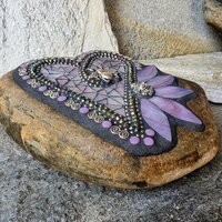 Iridescent Lavender Mosaic Heart Garden Stone 