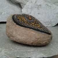 Gold Mirror Heart (3), Mosaic Paperweight / Garden Stone