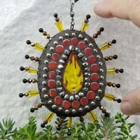 Fused Flower Garden Wind Spinner, Yellow Rays, Home Decor, Garden Decor, Gardening Gift