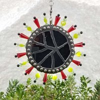 Christmas Star Ornament, Mosaic Garden Wind Spinner, Red Rays, Home and Garden Decor, Gardening Gift, Suncatcher (A)