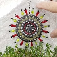 Christmas Star Ornament, Mosaic Garden Wind Spinner, Red Rays, Home and Garden Decor, Gardening Gift, Suncatcher (A)