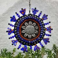 Garden Mosaic Wind Spinner, Blue Rays, Home Decor, Garden Decor, Gardening Gift, (B)