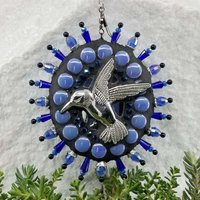 Hummingbird Mosaic Garden Wind Spinner, Blue Rays, Home Decor, Garden Decor, Gardening Gift