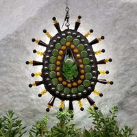 Fused Flower Mosaic Garden Wind Spinner, Home and Garden Decor, Gardening Gift