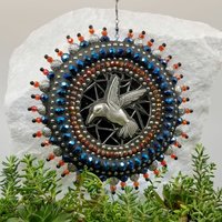 Hummingbird Mosaic Wind Spinner, Home and Garden Decor, Gardening Gift, Suncatcher