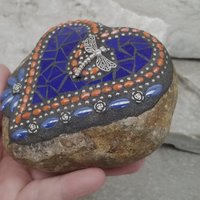 Royal Blue Heart, Garden Stone, Mosaic, Garden Decor