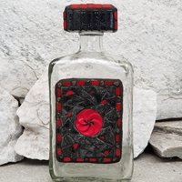 Mosaic Liquor Bottle “Red Button” Up-cycled Decanter