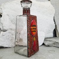 Mosaic Liquor Bottle “On Fire” Up-cycled Decanter