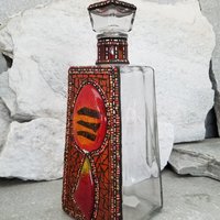Mosaic Liquor Bottle “On Fire” Up-cycled Decanter