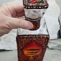 Mosaic Liquor Bottle “On Fire” Up-cycled Decanter