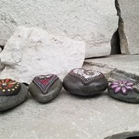 Garden Stone Paperweights, Secret Santa Stocking Stuffer, #4 Group Mosaic Heart and Rocks, Mosaic Garden Stone, Home Decor, Gardening, Gardening Gift,