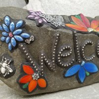 Mosaic Welcome Sign, Garden Stone