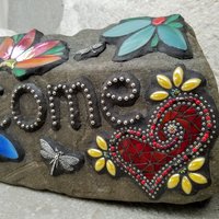 Mosaic Welcome Sign, Garden Stone