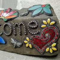 Mosaic Welcome Sign, Garden Stone