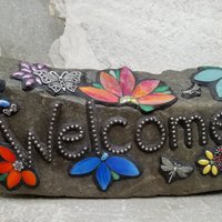 Mosaic Welcome Sign, Garden Stone