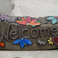 Mosaic Welcome Sign, Garden Stone