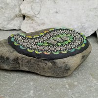 Sunflower Paisley Mosaic, Mosaic Rock, Mosaic Garden Stone,