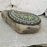 Sunflower Paisley Mosaic, Mosaic Rock, Mosaic Garden Stone,
