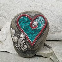 Seahorse and Shells Mosaic Garden Stone, Home and Garden Decor, Gardening Gift,