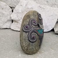 Teal Bluebird on a Branch Mosaic-Garden Stone