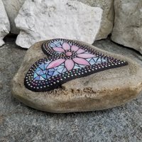 Iridescent Blue Heart Mosaic Garden Stone