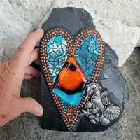 Sunset Wall Hanging Heart, Mosaic / Porch Decor, Wall Decor