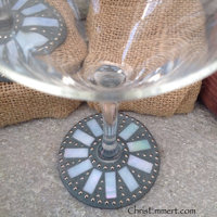 Iridescent Pale Blue and Silver Mosaic Martini Glass Pair