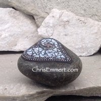 Iridescent Light Blue Mosaic Heart, Mosaic Garden Stone, Gardner Gift, Garden Decor, Mosaic Rock