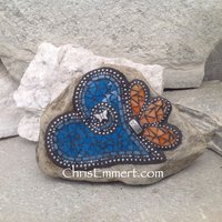 Mosaic Heart, Mosaic Rock, Mosaic Garden Stone, Cornflower Blue,  Garden Rock, Home Decor, Gardener Gift