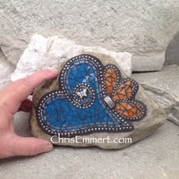 Mosaic Heart, Mosaic Rock, Mosaic Garden Stone, Cornflower Blue,  Garden Rock, Home Decor, Gardener Gift