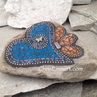 Mosaic Heart, Mosaic Rock, Mosaic Garden Stone, Cornflower Blue,  Garden Rock, Home Decor, Gardener Gift