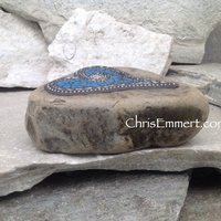 Cornflower Blue, Mosaic Heart, Mosaic Rock, Mosaic Garden Stone, Garden Rock, Home Decor, Gardener Gift
