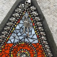 Mosaic, Candy Corn,  Mosaic Garden Stone, Dia de los Muertos