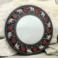 Elephant Walk Mosaic Mirror, Round Mosaic Mirror, Home Decor