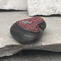 Red Valentine Heart, Music, G -clef, Mosaic Paperweight / Garden Stone