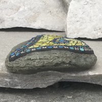 Yellow Mosaic Heart   - Garden Stone