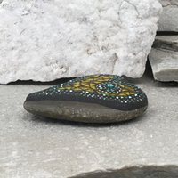 Bright Yellow Mosaic Heart, Mosaic Rock, Mosaic Garden Stone, Home Decor, Gardening, Gardening Gift,