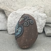 RedBird on a Blue Heart Mosaic -Garden Stone