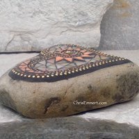Iridescent Browns Heart w/ Sun Burst  Mosaic -Garden Stone