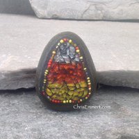Small Candy Corn Mosaic (D) Paperweight / Garden Stone