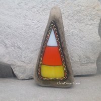 Tall Candy Corn Mosaic  / Garden Stone