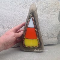 Tall Candy Corn Mosaic  / Garden Stone