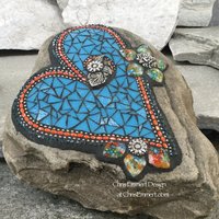 Cornflower Blue Heart, Garden Stone