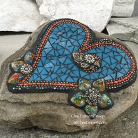 Cornflower Blue Heart, Garden Stone